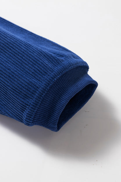 Dunkelblaues Oversize-Sweatshirt aus geripptem Cord