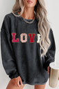 Schwarzes Sweatshirt mit Chenille-Stickerei und Grafik „LOVE“