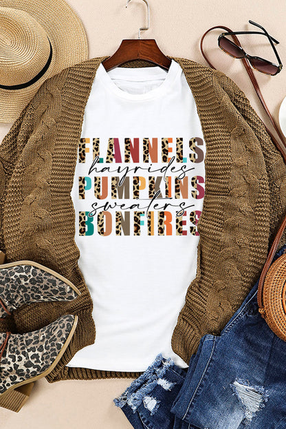 Weiße Flanells Heuwagenfahrten Kürbisse Pullover Lagerfeuer T-Shirt