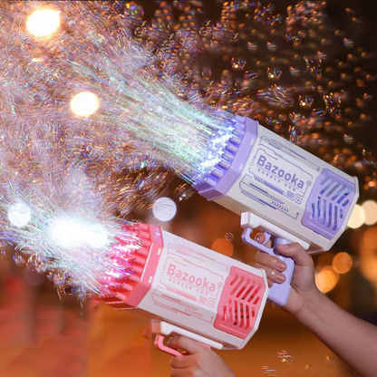Seifenblasenpistole Rakete 69 Löcher Seifenblasen Maschine Gun Form Automatisches Gebläse mit Licht Spielzeug für Kinder Pomperos