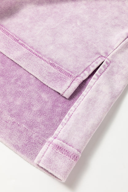 Übergroßes T-Shirt mit sichtbaren Nähten und überschnittener Schulter in Orchid Petal Mineral Wash