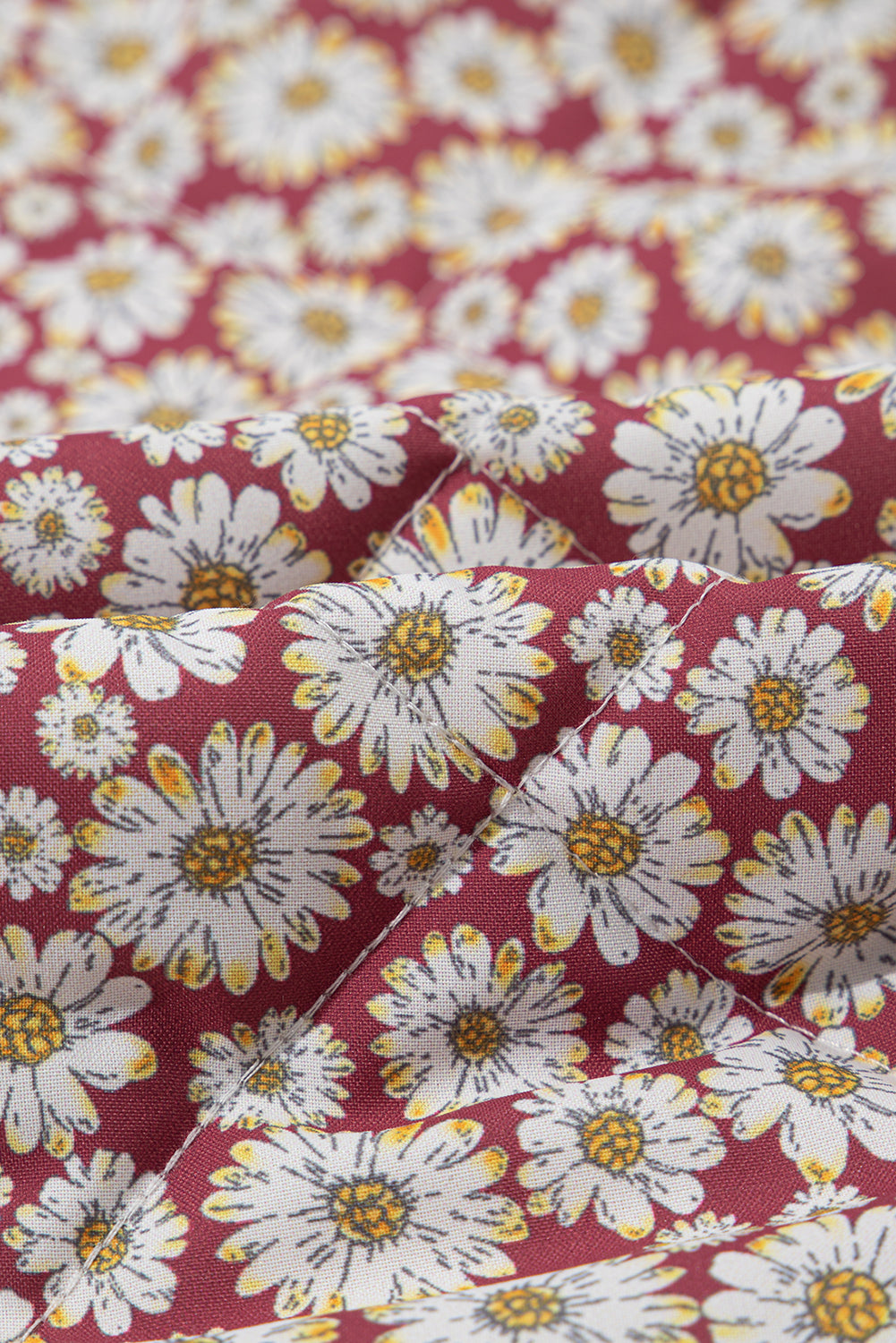 Rosa Mantel mit Blumenmuster und kontrastierendem Saum und Stehkragen