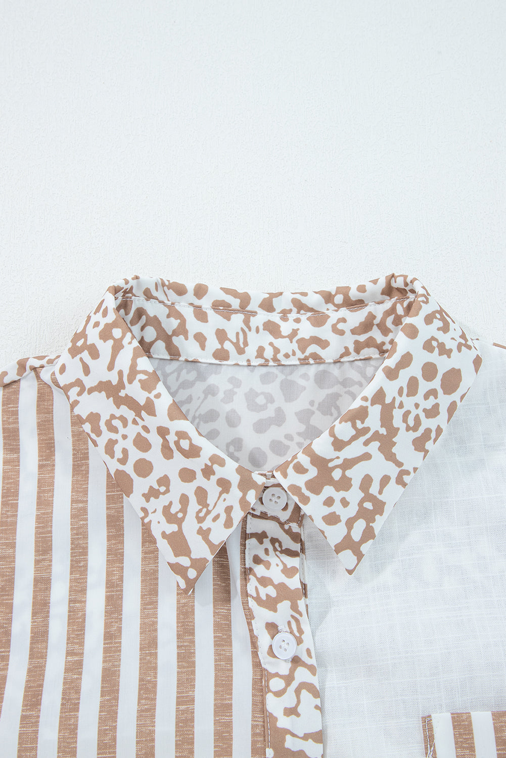 Khaki Leopard Striped Western Casual Shirt