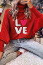 Racing Red Valentine Love Letter bestickter Pullover mit Stehkragen
