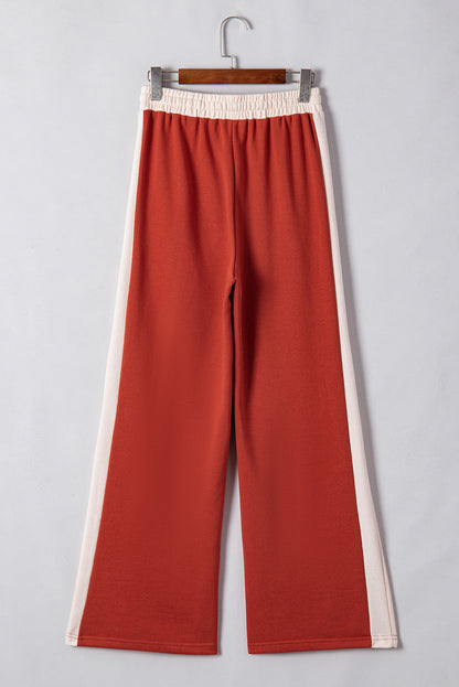 Flamingo-Hose mit Farbblock und Kordelzug, hoher Taille und weitem Bein