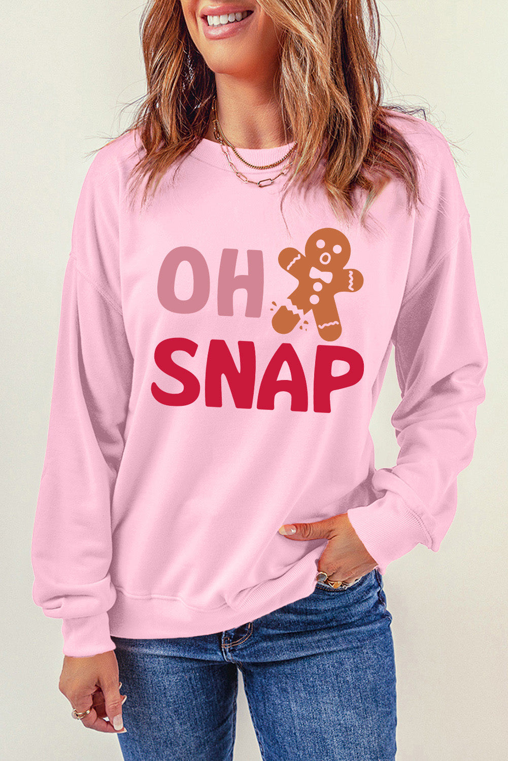 Rosa OH SNAP Lebkuchenmann Weihnachten Pullover