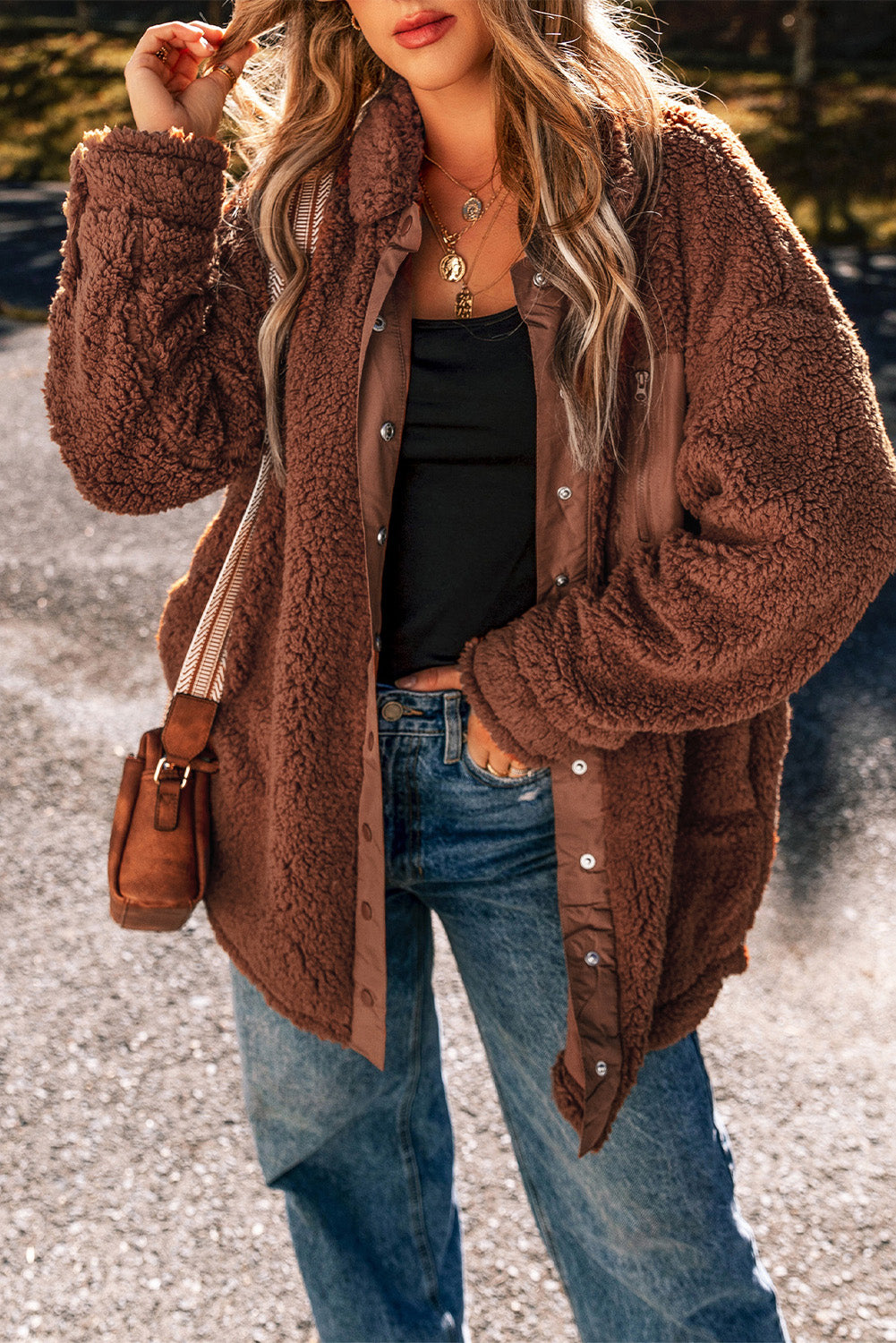 Red Clay Teddybär-Jacke aus Kunst-Lammfell