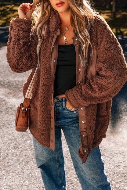 Red Clay Teddybär-Jacke aus Kunst-Lammfell