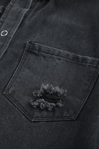 Black Ripped Denim Jacket
