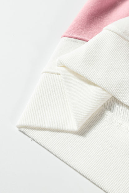 Beiges Sweatshirt mit Rundhalsausschnitt und Patchwork-Farbblockdesign mit überschnittener Schulter