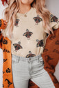 Khakifarbenes Thanksgiving-T-Shirt mit Rundhalsausschnitt und Pailletten
