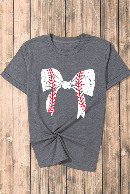 Graues Baseball-T-Shirt mit Schleife und Grafik