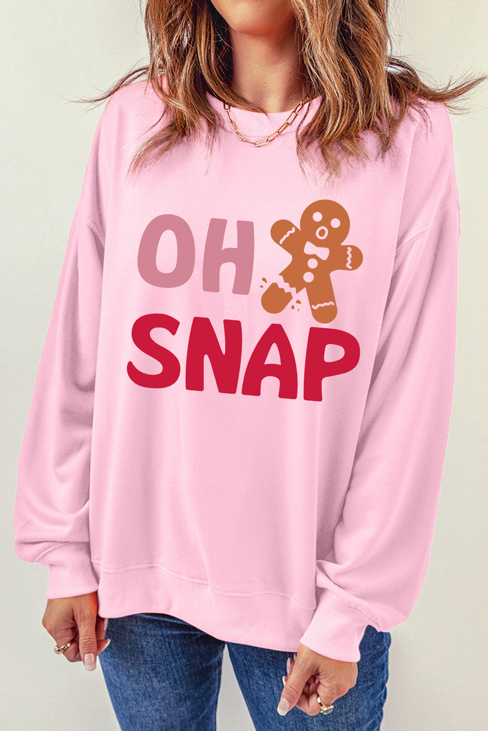 Rosa OH SNAP Lebkuchenmann Weihnachten Pullover
