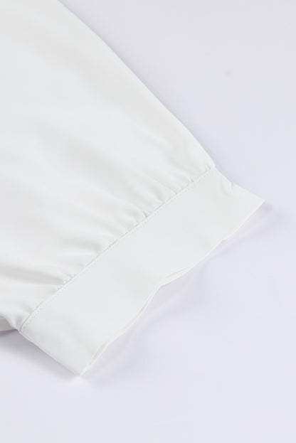 White 3/4 Puff Sleeve Oversize Shirt