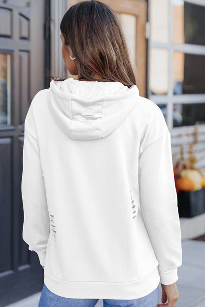 Weißer PUMPKIN SPICE Distressed Hoodie