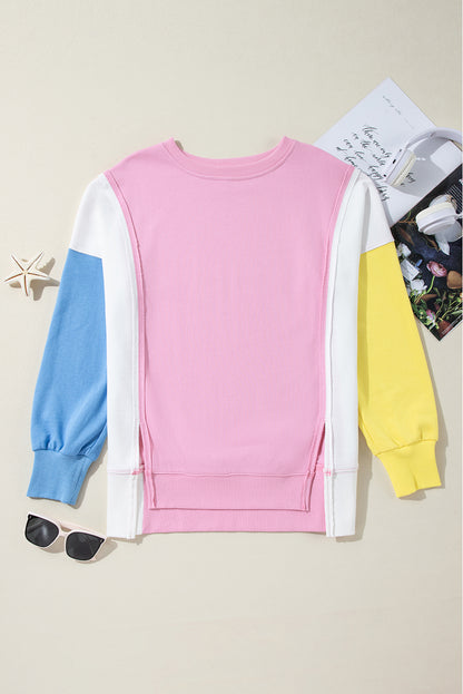 Bonbon – Sweatshirt mit Rundhalsausschnitt und sichtbaren Seitenschlitzen in Farbblock-Optik
