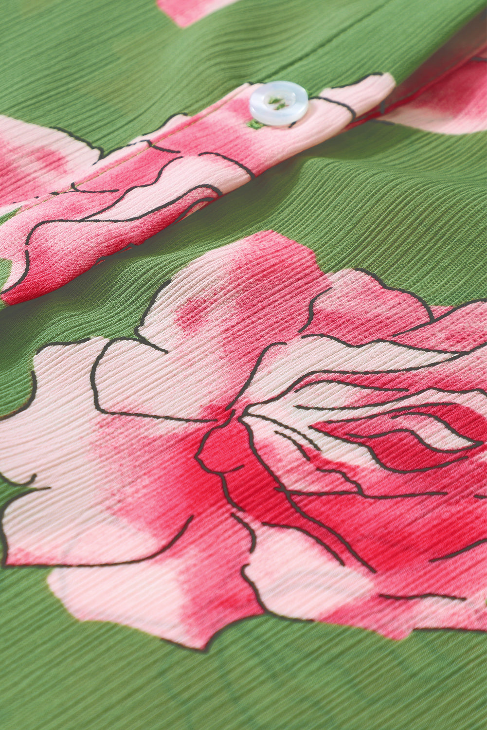 Grünes Hemd mit Puffärmeln und Blumenmuster