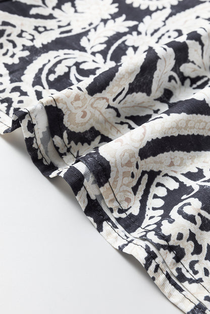 Schwarze Hose mit weitem Bein und Bohemien-Print
