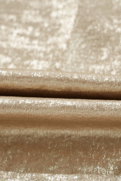 Hellkhakifarbene Baseballjacke mit Reißverschluss in Metallic-Optik