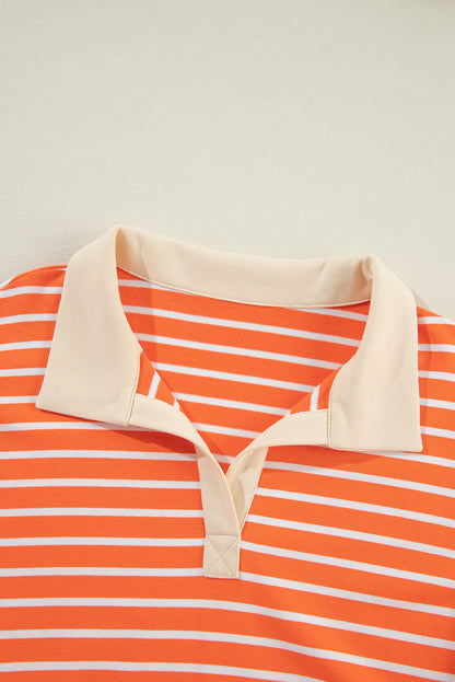 Orangefarbenes Sweatshirt mit Farbblockdesign und lockerer Passform, Kragen und überschnittenen Schultern