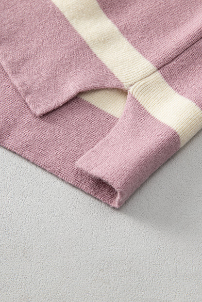 Oversize-Pullover mit rosa Streifen und Colorblock