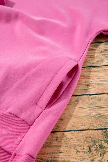 Bonbon – Einfarbiges Sweatshirt mit Fleecefutter und überschnittener Schulterpartie und hohem Bund