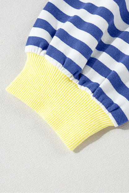 Übergroßes Pullover-Sweatshirt mit Kontrastbesatz und blauen Streifen