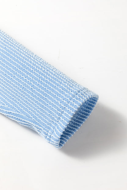 Myosotis – Geripptes, strukturiertes Langarm-T-Shirt in Übergröße