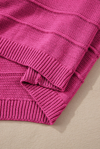 Rosaroter Pullover mit Schleife und Knoten, Rundhalsausschnitt und Cut-Out