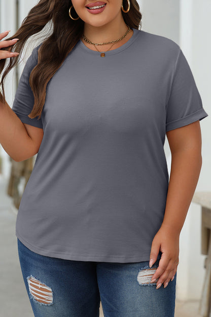 Graues, lässiges T-Shirt mit Rundhalsausschnitt