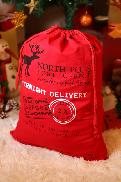 Feurig rote Weihnachts-Geschenktüte mit Kordelzug