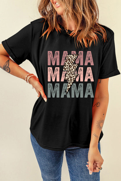 Schwarzes T-Shirt mit MAMA-Bolt-Grafik