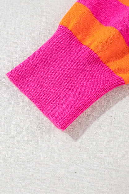 Pullover mit Rundhalsausschnitt und rosa Streifen