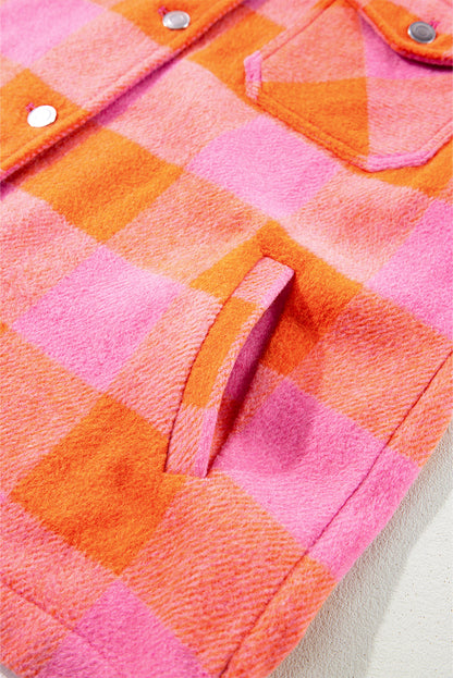 Orange karierte Jacke mit Brusttaschen und Umlegekragen