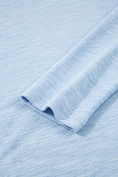 Beau Blue Solid Color Batwing Long Sleeve Top