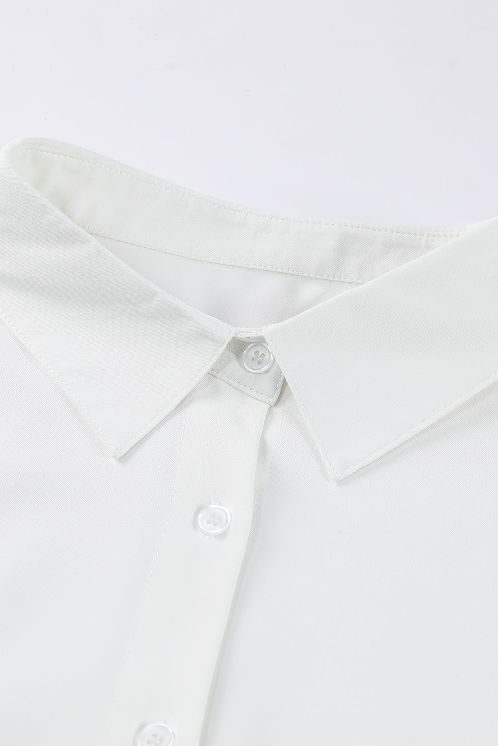 White 3/4 Puff Sleeve Oversize Shirt