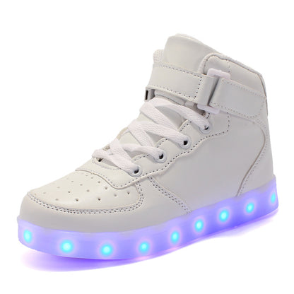 Children's Luminous Velcro Casual High-Top Charging Light Up Shoes