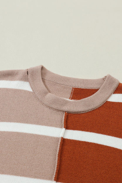 Braunes Oversize-Top mit kontrastierendem Print und überschnittenen Schultern