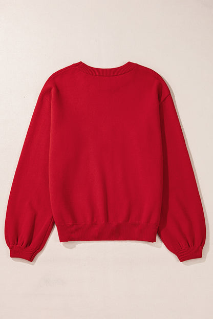 Feurig roter Perlenperlen-Freizeitpullover