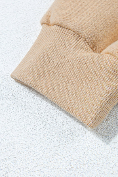 Parchment Solid Set aus Sweatshirt mit halben Knöpfen und Jogginghose mit hoher Taille