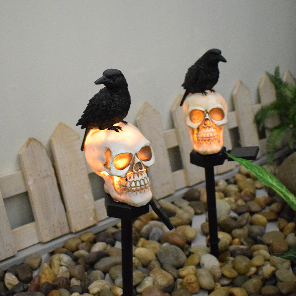 Solar Harz Halloween Krähenschädel im Freien