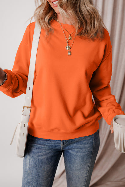 Einfarbiges Frottee-Sweatshirt mit überschnittener Schulter und Fleecefutter in Rotorange
