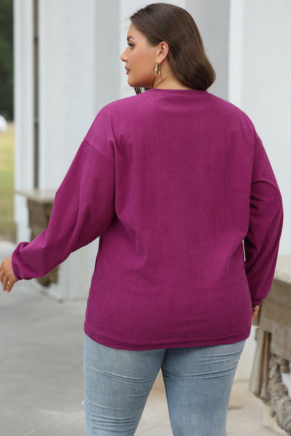 Übergroßes Festival-Sweatshirt aus geripptem Cord in Fuchsia