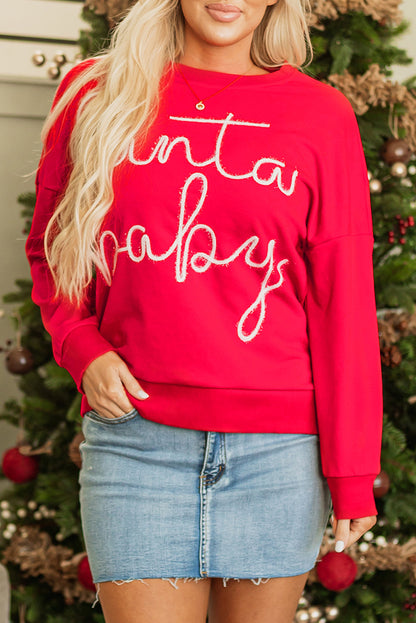 Feurig Rot Weihnachten Santa Baby Lametta Grafik Sweatshirt