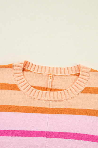 Mehrfarbiger, lässiger Pullover mit Farbverlauf und geripptem Rand