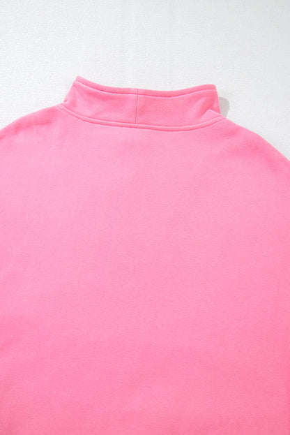 Bonbon Sweatshirt mit Reißverschluss und Stehkragen und Kängurutasche