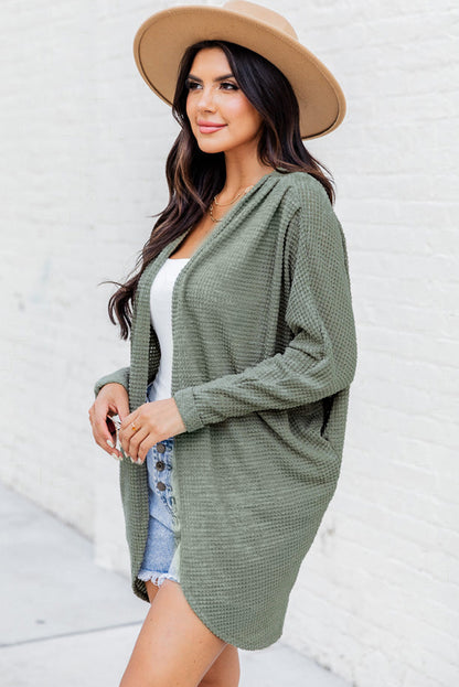 Laurel Green – Strickjacke mit offener Vorderseite und Waffelstrick