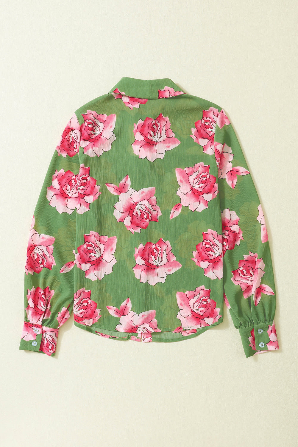 Grünes Hemd mit Puffärmeln und Blumenmuster