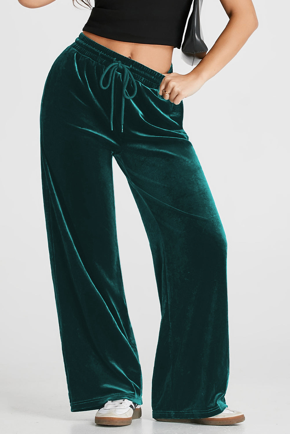 Evergreen Solid Hose mit weitem Bein und Kordelzug in der Taille
