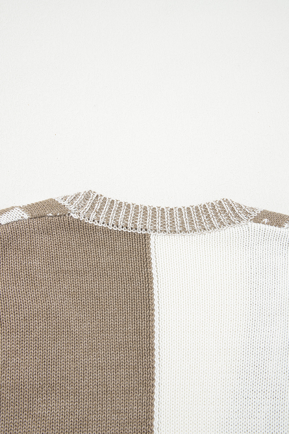 Brown Checkered Open Front Drop Shoulder Cardigan